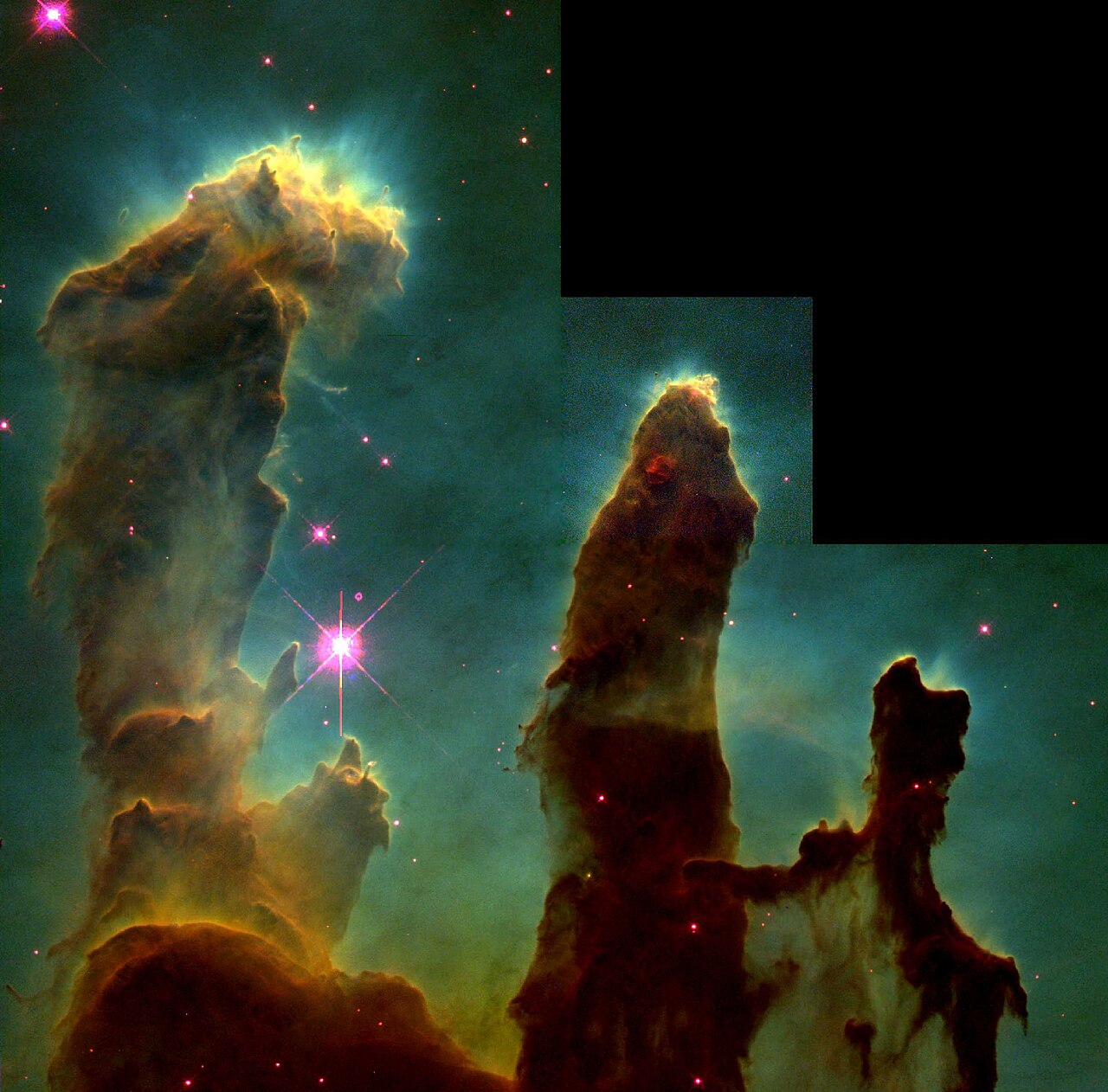 I Pilastri della Creazione nella Nebulosa Aquila, culla di nuove stelle