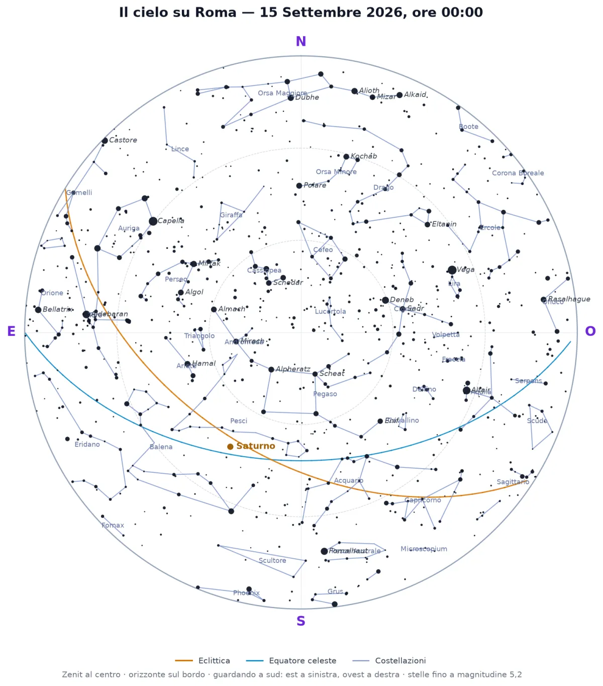 Mappa del cielo stellato o panorama notturno con costellazioni