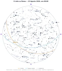 Mappa del cielo stellato estivo con la Via Lattea e il Triangolo Estivo