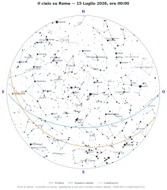 Mappa del cielo stellato o panorama notturno con costellazioni