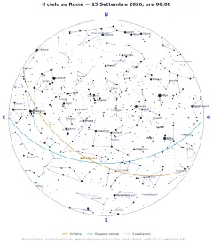 Mappa del cielo stellato o panorama notturno con costellazioni
